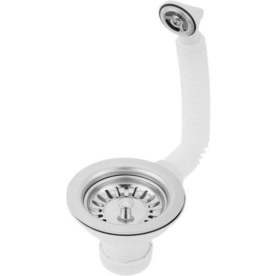 Sink valve 115 mm diameter with grate, with overflow and 46 mm outlet tube - Primematik