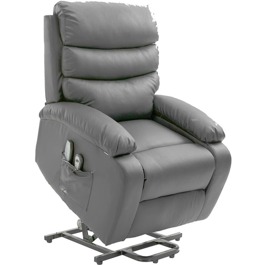 Luxurylife - Tulsa Armchair Electric Rise Recliner Armchair Sofa Lounge Bonded Leather Chair in Grey - Grey