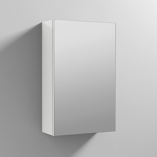 Athena 1-Door Mirrored Bathroom Cabinet 715mm h x 450mm w - Gloss White - Nuie