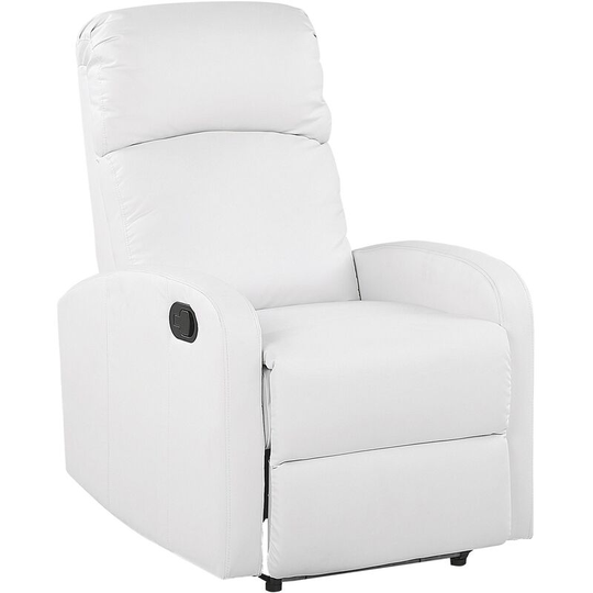 Upholstered Faux Leather Recliner Chair Blue led usb Port Armchair White Virrat - White