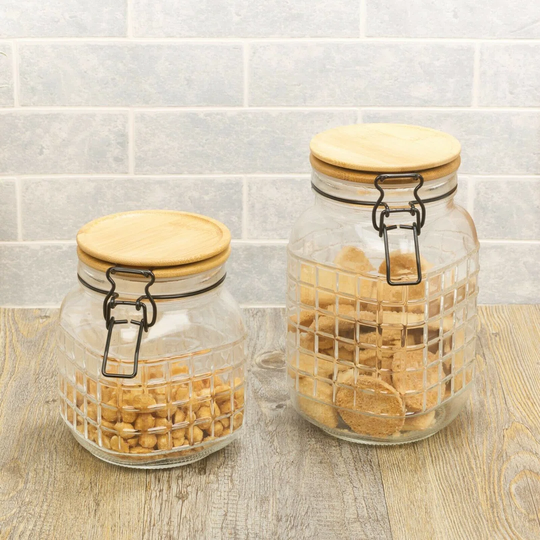 Embossed Food 2 Piece Kitchen Canister Set