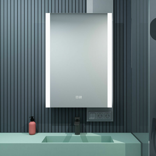 1000x600mm Illuminated led Bathroom Mirror with Demister Pad Touch Sensor 3 Color Dimmable Wall Mounted Vertical Horizontal