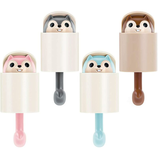 Betterlifegb - Adhesive Hook Child Adhesive Towel Holder Animal Wall Hook Decorative Hooks Stickers for Dress, Coat, Towel, Keys, Bags, Hats, 4