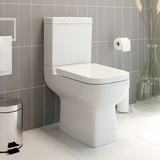Affine - Space Saving Rimless Toilet Cistern Pan Soft Close Seat White Gloss Bathroom - White