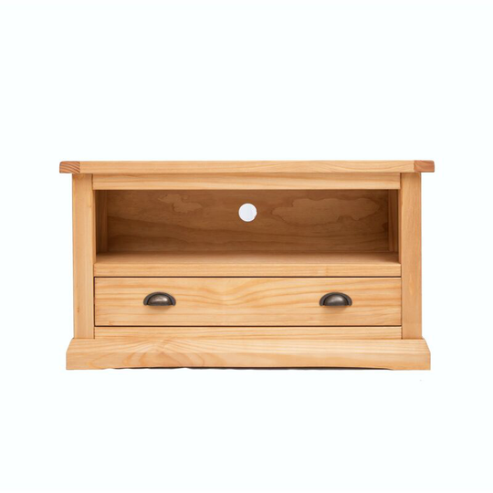 Lucca Waxed 1 Drawer tv Cabinet Brass Cup Handle - Waxed