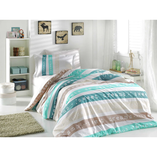Futrell Green/White/Brown 100% Cotton Duvet Cover Set