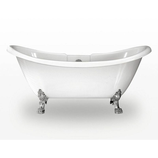 Melrose Double Ended Bath With Chrome Feet - 1700mm x 700mm - White - White - Royce Morgan