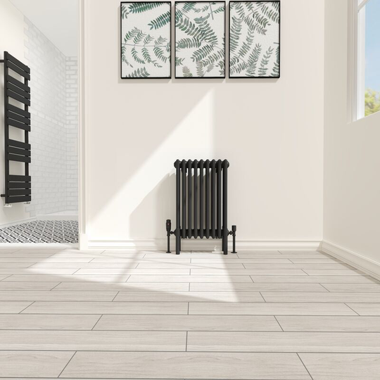 NRG - Traditional 4 Column Radiator Cast Iron Style Heating Rads Horizontal Black 600x425mm