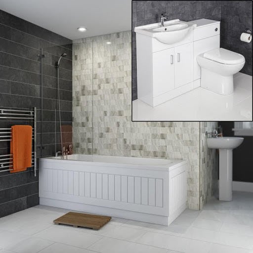 Essence Single Ended Bathroom Suite with 1700mm Bath, Toilet & Basin Vanity Unit Combination 1150mm
