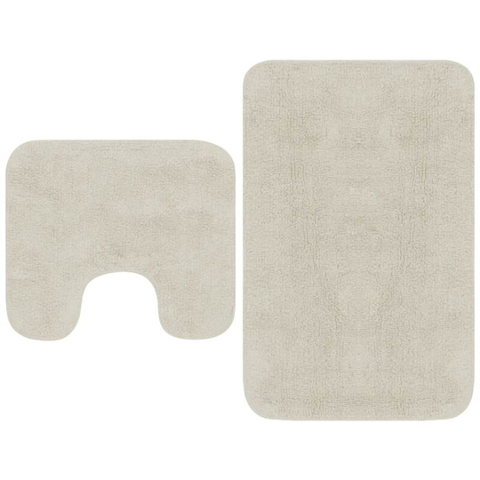Hommoo - Bathroom Mat Set 2 Pieces Fabric White