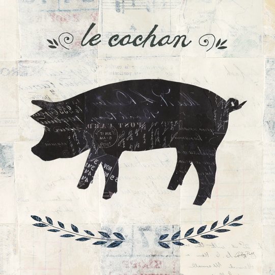 Le Cochon Silhouette Sq Words by Courtney Prahl - Wrapped Canvas Graphic Art Print