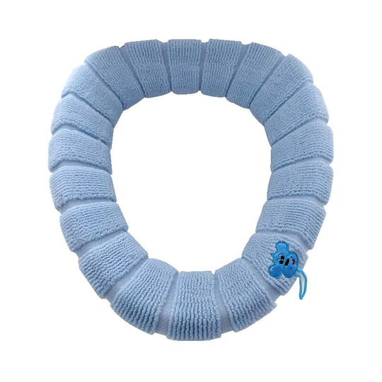 Toilet pad Household knitted o-type toilet pad warm toilet seat cover washable toilet seat cushion (blue)