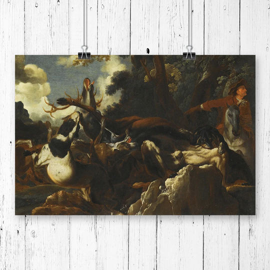 'A Stag Hunt' by Abraham Hondius Graphic Art