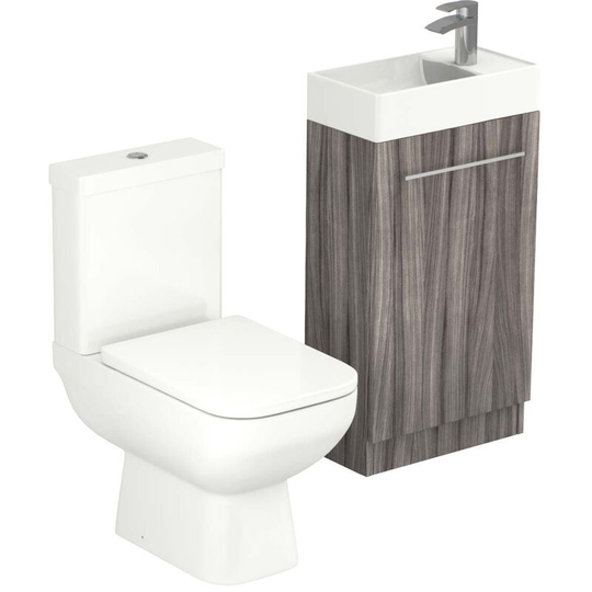 Wholesale Domestic - Solutions Driftwood 450mm 1 Door Cloakroom Vanity Unit and Toilet Suite - Driftwood