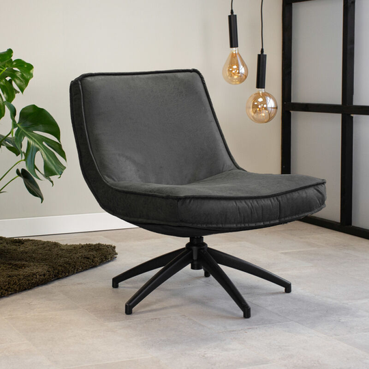 Industrial swivel Armchair Nickole Antracite Eco Leather - Green