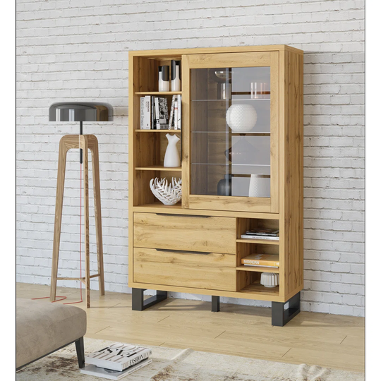 Erik 1 Door 2 Drawer Display Cabinet
