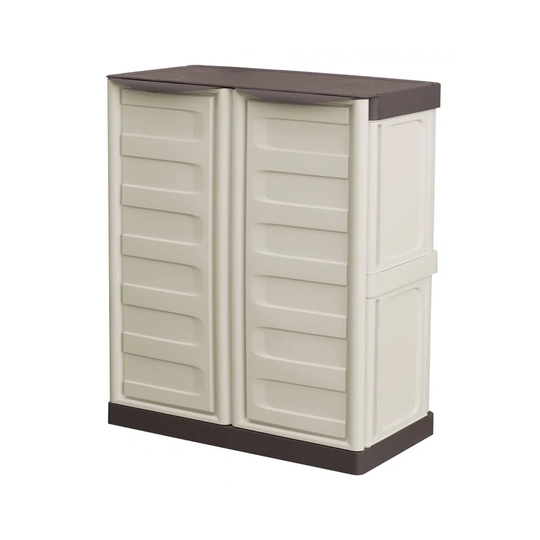 Multi-Purpose Cabinet For Outdoor Or Indoor Use, Low Wardrobe With 2 Doors And 1 Shelf In Polypropylene, 100% Made In Italy Furniture, 70X39h86 Cm, Be