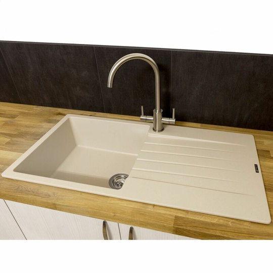 Reginox - Harlem10 1 Bowl Kitchen Sink Drainer Caffe Silvery Granite - Beige