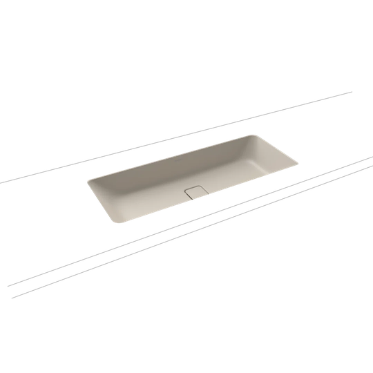 Warm Grey Steel Enamel Rectangular Under Counter Bathroom Sink