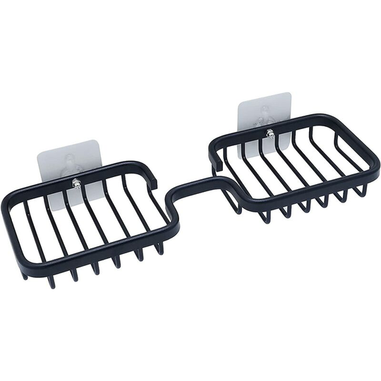 Perlerare - Soap Dish, Bar Soap Dish Self Adhesive Soap Dish Wall Mounted Shower Soap Dish Drain Soap Holder for Bathroom Soap (Black)