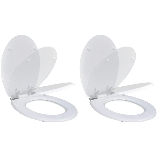 Toilet Seats with Soft Close Lids 2 pcs mdf White - White