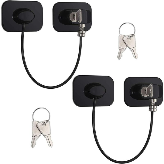 2 children's refrigerator locks, door locks, refrigerator cabinet window locks, (black)