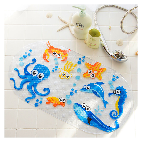 Ilovemilan - non-slip Bath Mat Shower Mat With Suction Cups For Baby Child For Bathroom Bathtub Cartoon Printed (69 x 38cm)