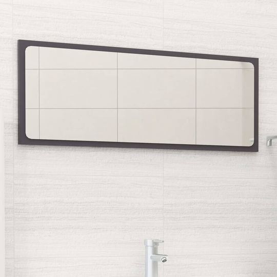 Bathroom Mirror High Gloss Grey 90x1.5x37 cm Chipboard