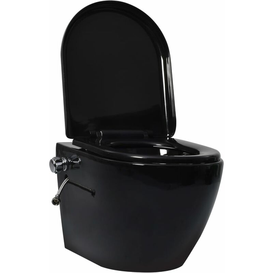 Vidaxl - Wall Hung Rimless Toilet with Bidet Function Ceramic Black Black