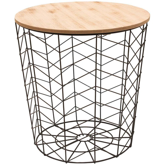 Wire Table In Wood And Metal Chevron Black
