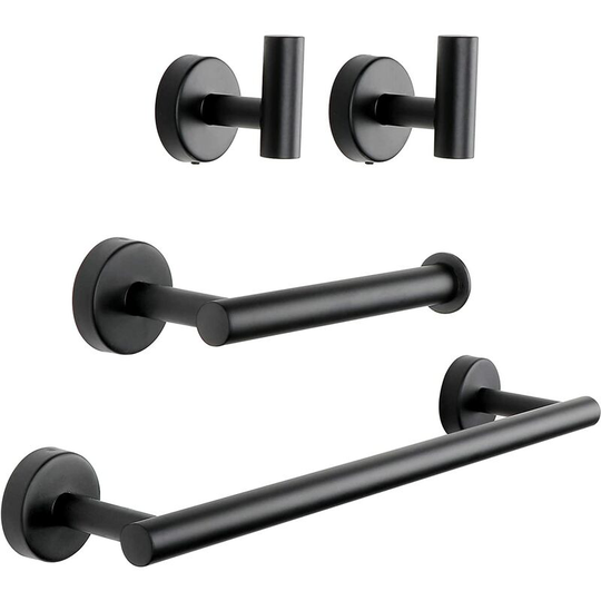4Pcs Bathroom Hardware Set, Matte Black Bathroom