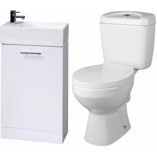 Melbourne Bathroom Suite with Floor Standing Vanity Unit 480mm - 1 Tap Hole - Nuie