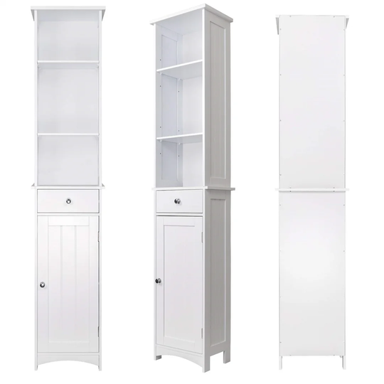 Negron Bathroom Cabinet Tall Cabinet Wood White