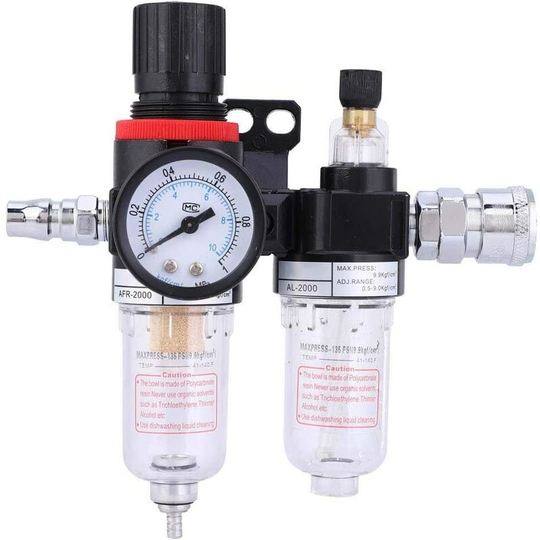 1/4' Air Filter Pressure Regulator Oil Water Separator Air Filter Air Compressor Air Compressor Filter with Lubricator Cup for System (AFC2000)