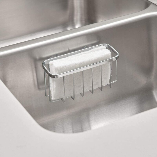 Kitchen Sink Suction Holder for Sponges, Scrubbers, Soap, Kitchen, Bathroom, Set of 2, Stainless Steel