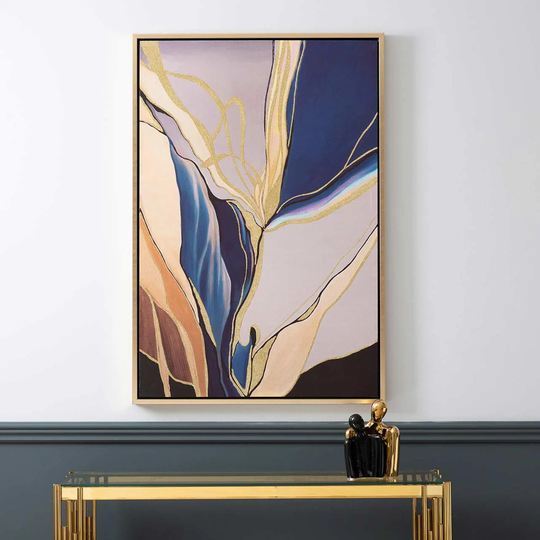 Dark Blue and Gold Framed Abstract - Picture Frame Art Prints