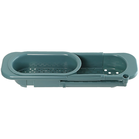 Multifunctional Partition Kitchen Retractable Sink Drain Basket Dish Rack Sink Filter Water Basket Fruit Vegetable Tableware Dish, Gray green - Gray