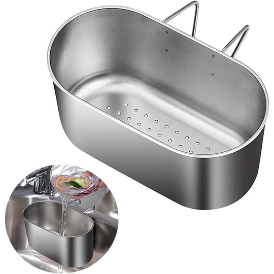 Sunflowergb - Stainless Steel Sink Drain Basket, Multifunctional Hanging Sink Strainer Drain Basket for Straining Kitchen Waste and Washing