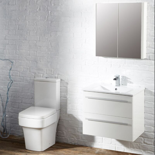 Trevi 2-Door Mirrored Bathroom Cabinet 650mm h x 600mm w White - Verona