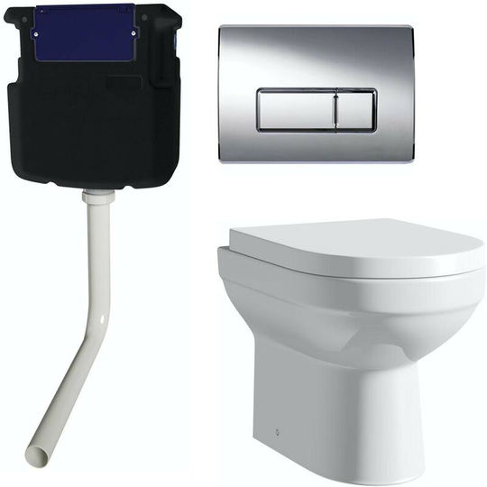 Balance back to wall toilet with soft close seat, concealed cistern and push plate - White - Orchard