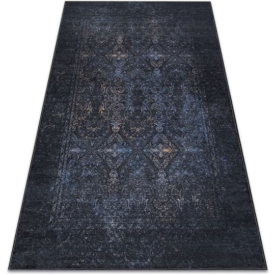 Andre 1058 washing carpet Ornament, vintage anti-slip - black / blue black 120x170 cm