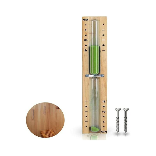 Sauna Hourglass with 15 Minute Timer, Heat Resistant, Sand Green Wooden Hourglass