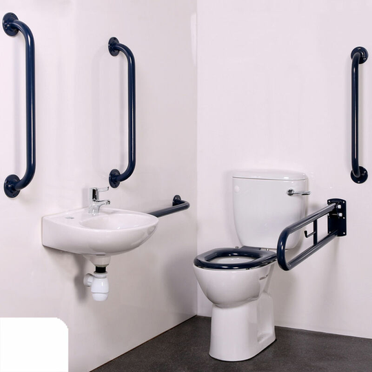 NymaPRO Close Coupled Doc m Toilet Pack with Steel Grab Rails - White - Nymas