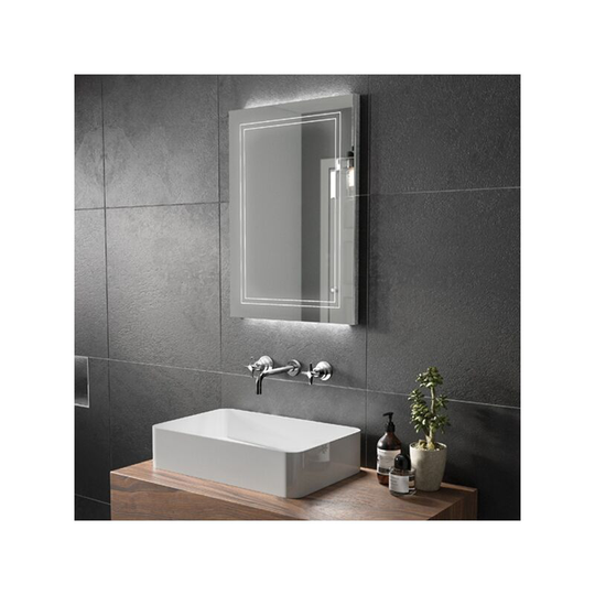 HiB Outline 60 LED Back-Lit Bathroom Mirror 800mm H x 600mm W