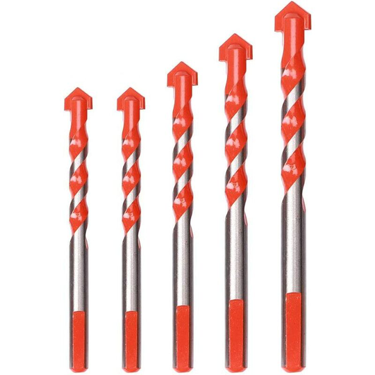 Tile drill glass drill set, professional tile drill set triangle alloy drill bit sets (6/6/8/10/12mm) for tiles, wood, porcelain, ceramics, glass,