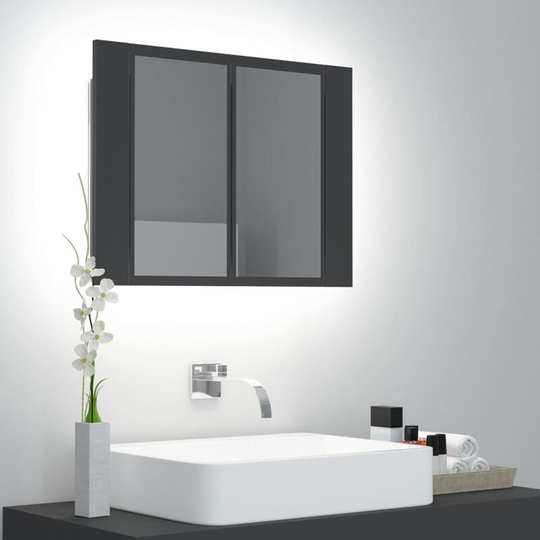 Led Bathroom Mirror Cabinet Grey 60x12x45 cm