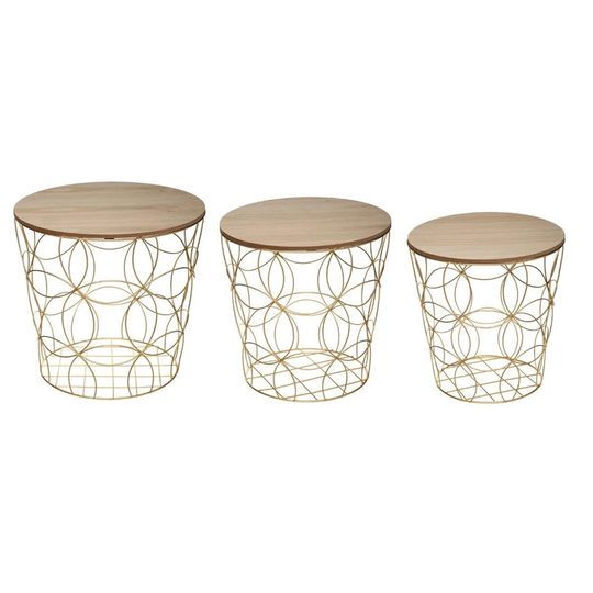 Kumi Gold Coffee Tables, Set Of 3