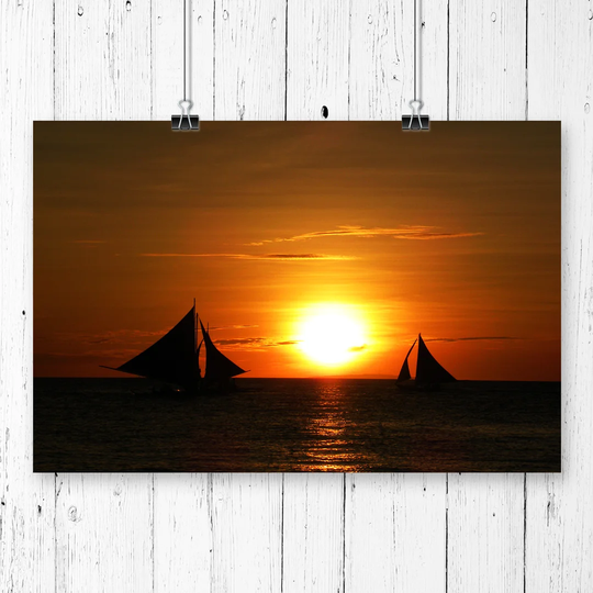 'Sailing Boat Sunsets Seascape' Photographic Print