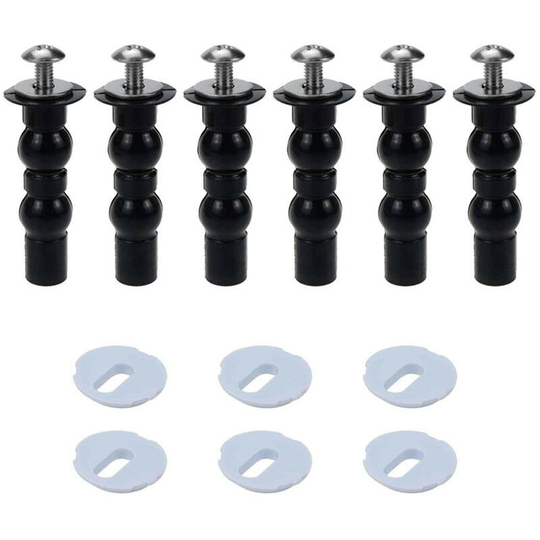 6 Pack Universal Toilet Seat Hinge Screws, Expanding Rubber Blind Hole Fasteners, Top Fixing Nuts, Top Mount Screws, Toilet Seat Hinges - 3 Pairs