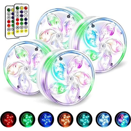 Submersible Led Pool Lights with Wireless Remote,Suction Cups & Magnets - Upgraded Waterproof Pool Bathtub Lights for Pool, Pond, Hot Tub, Party,